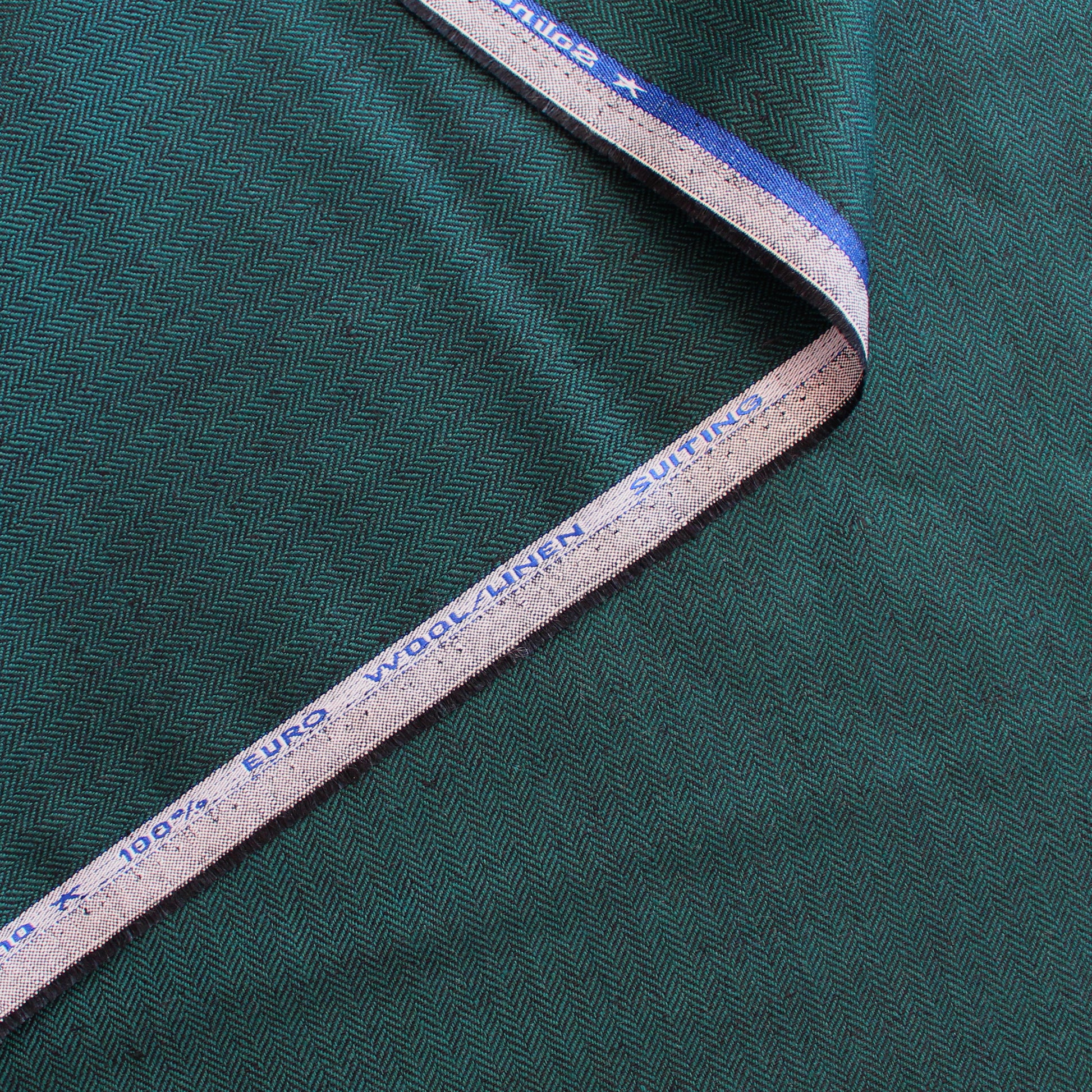 L0ro Piana virgin wool/linen herringbone suiting - blue spruce/black