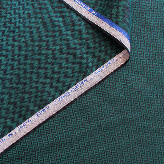 L0ro Piana virgin wool/linen herringbone suiting - blue spruce/black