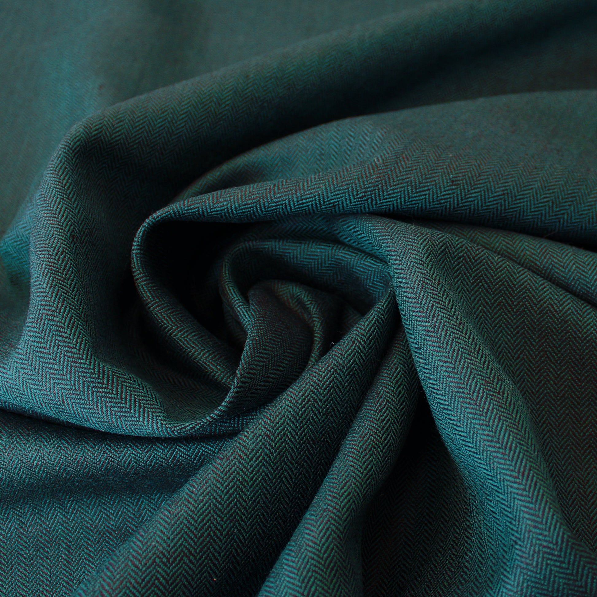 L0ro Piana virgin wool/linen herringbone suiting - blue spruce/black