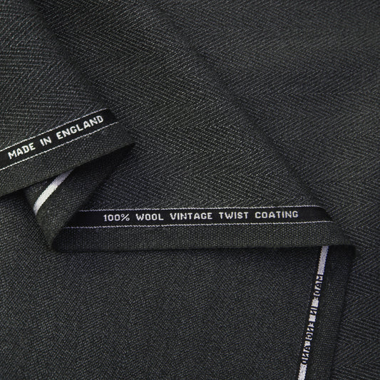English virgin wool herringbone suiting - gunmetal