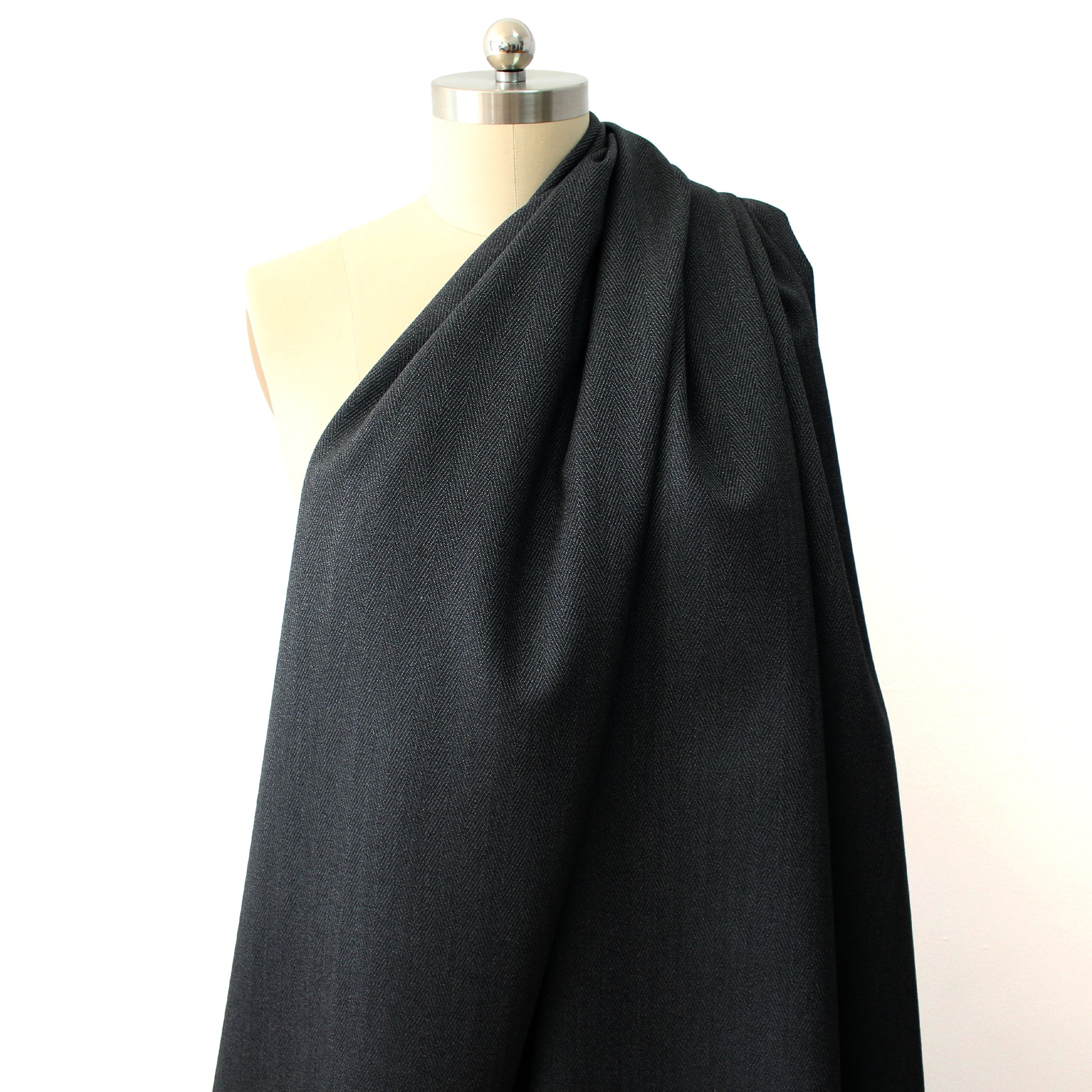 English virgin wool herringbone suiting - gunmetal