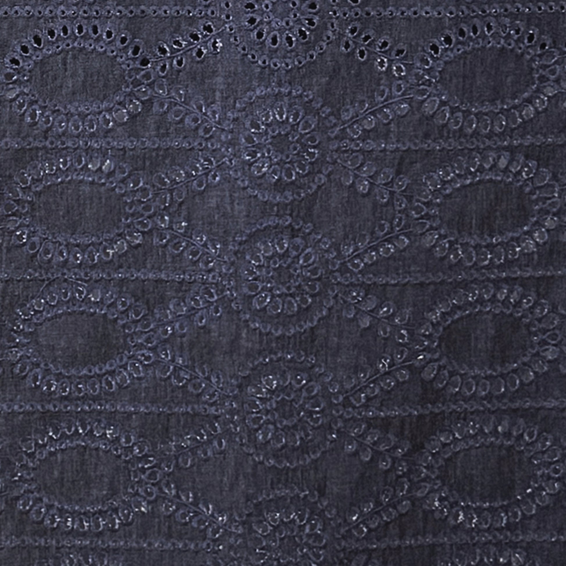 Italian embroidered eyelet lightweight denim- indigo