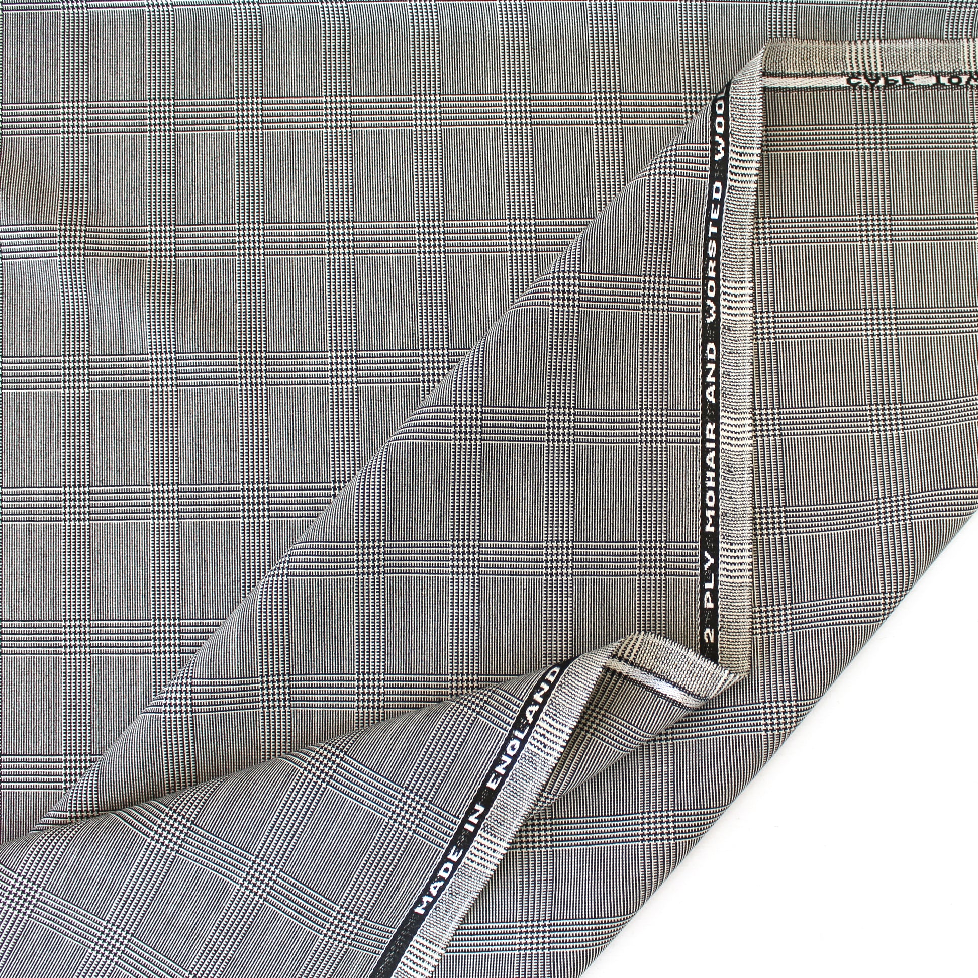 R@lph Lauren mohair/worsted wool plaid suiting - black/white