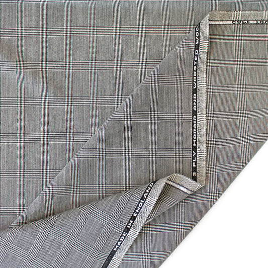 R@lph Lauren mohair/worsted wool plaid suiting - black/white