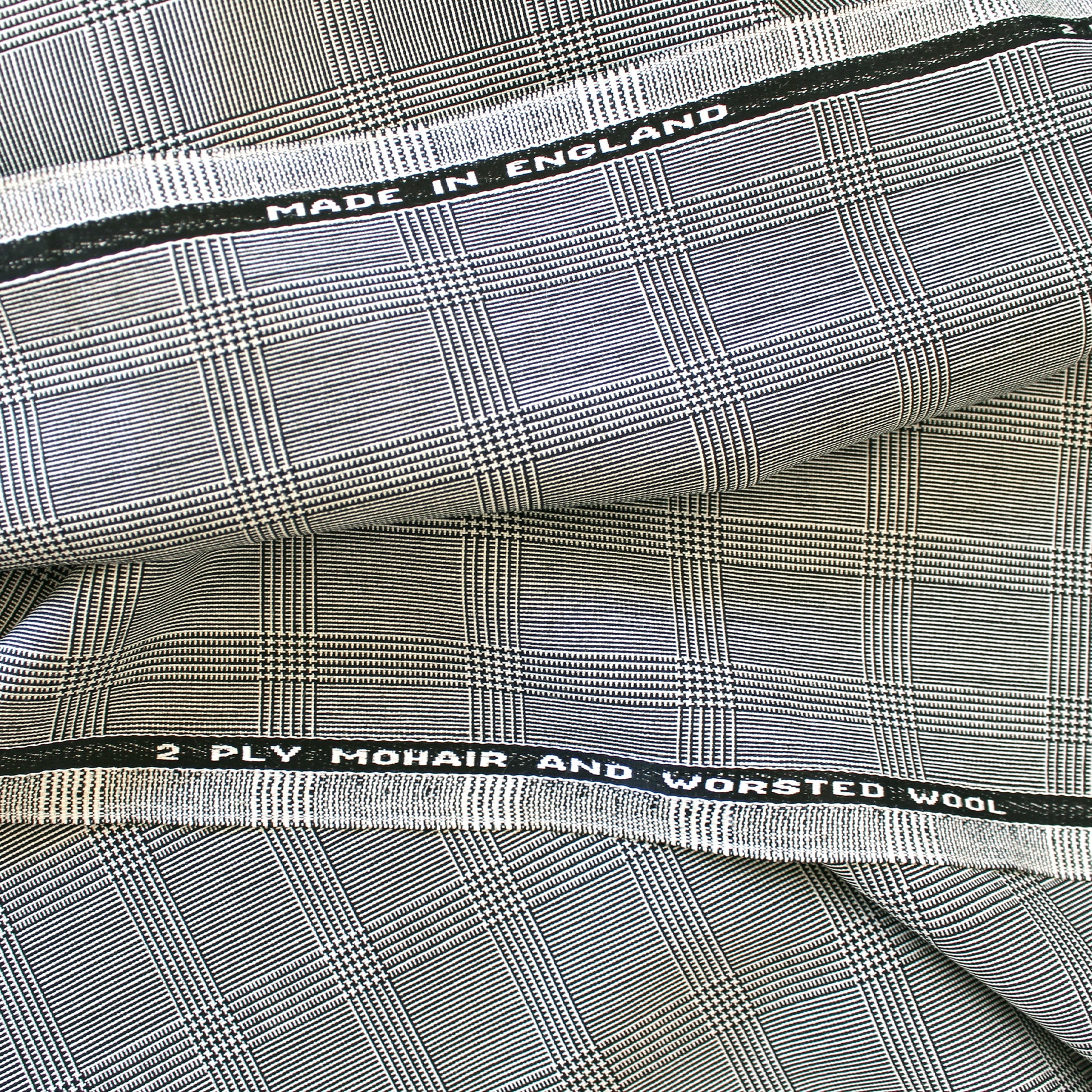 R@lph Lauren mohair/worsted wool plaid suiting - black/white