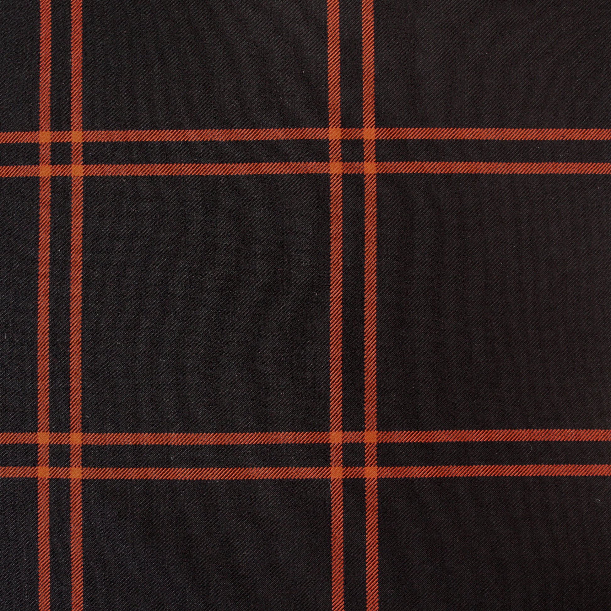Italian windowpane plaid wool twill suiting - persimmon/black
