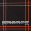 Italian windowpane plaid wool twill suiting - persimmon/black