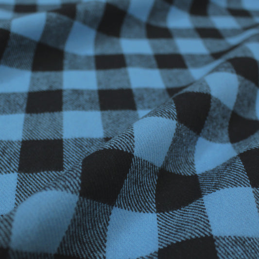 Buffalo check 100% cotton mid-weight flannel - blue/black
