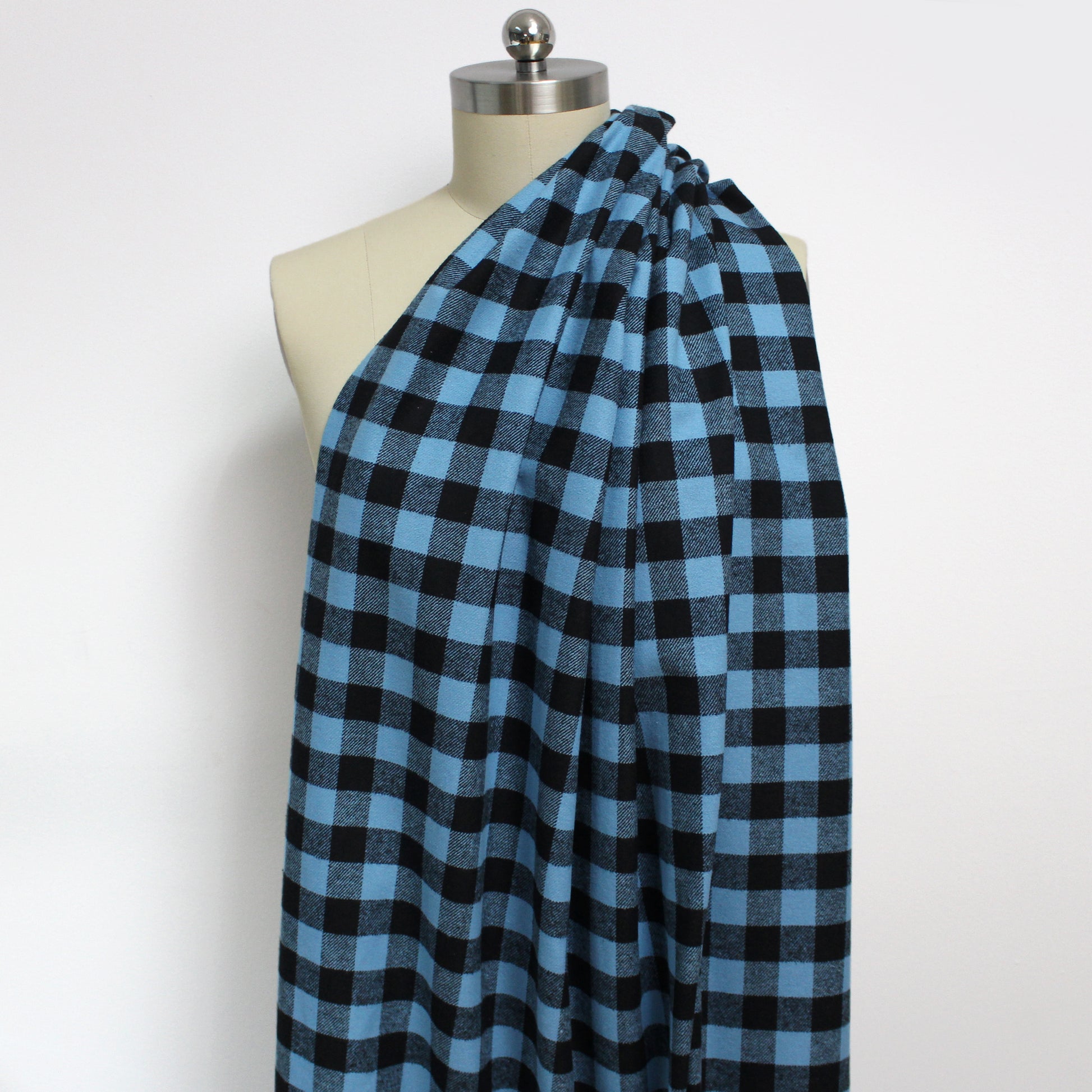 Buffalo check 100% cotton mid-weight flannel - blue/black
