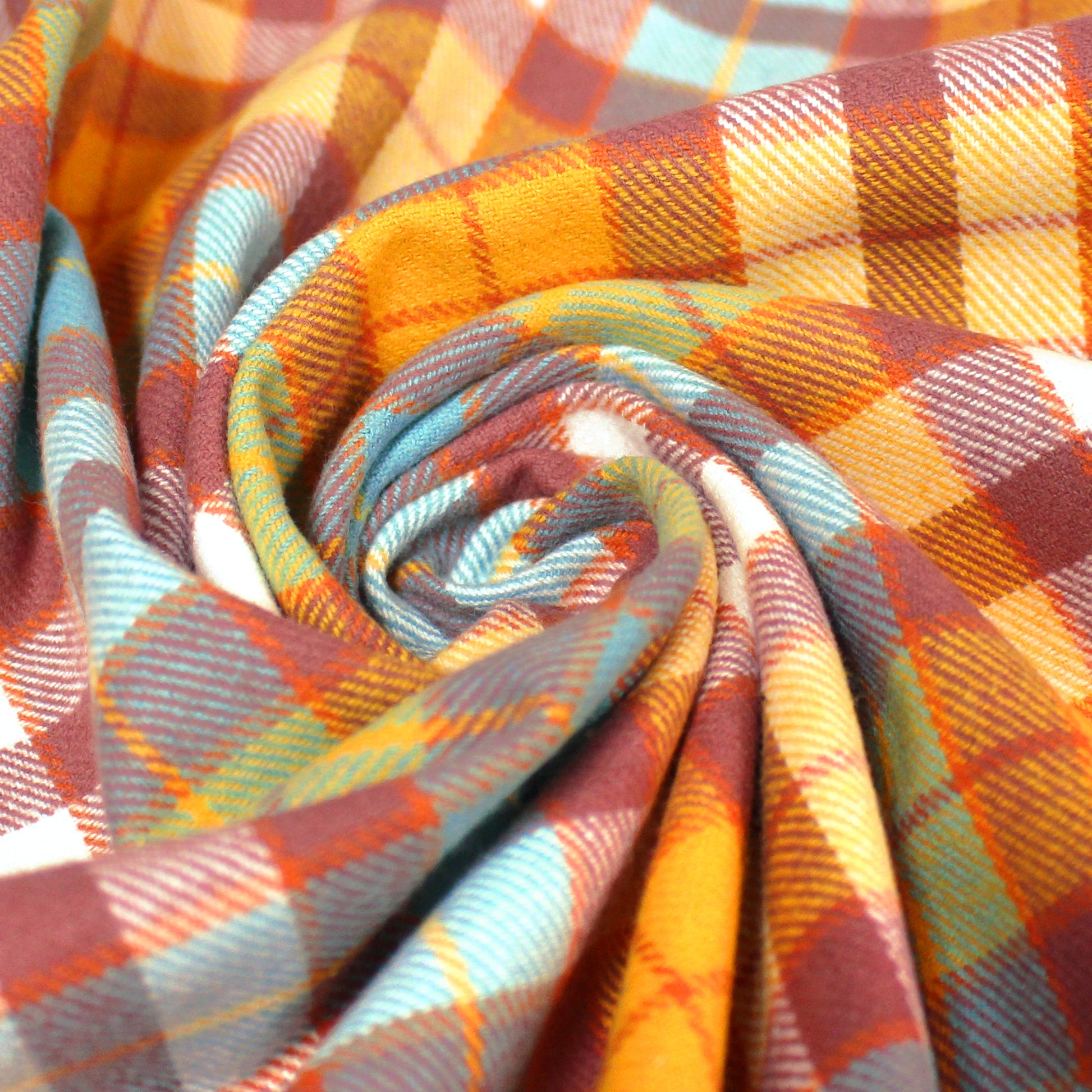'sunrise plaid' 100% cotton mid-weight flannel