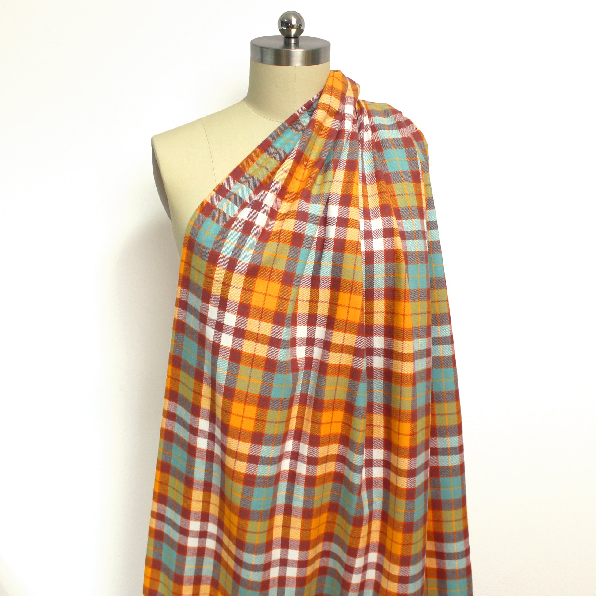 'sunrise plaid' 100% cotton mid-weight flannel