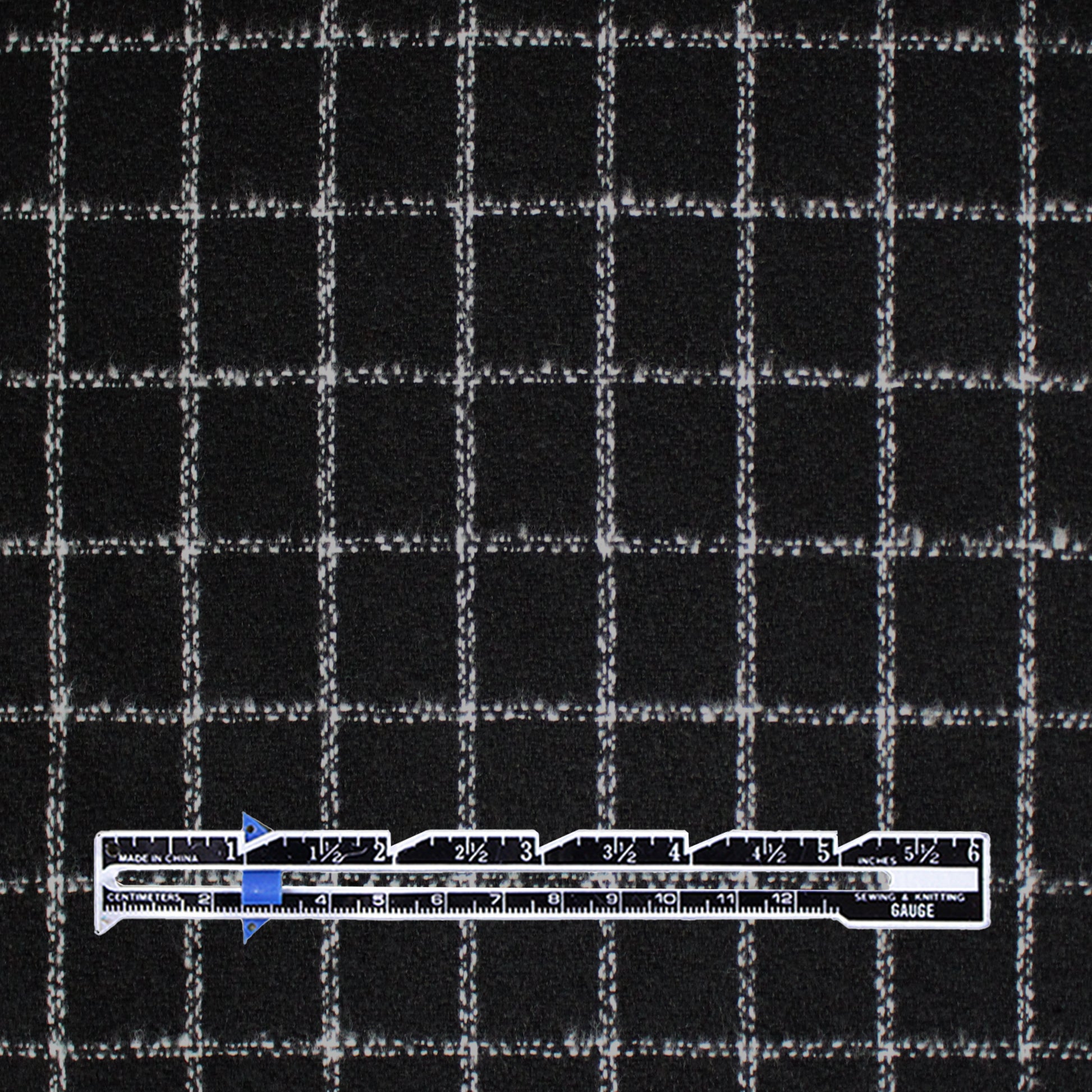 windowpane luxury brushed cotton crepe - black/white