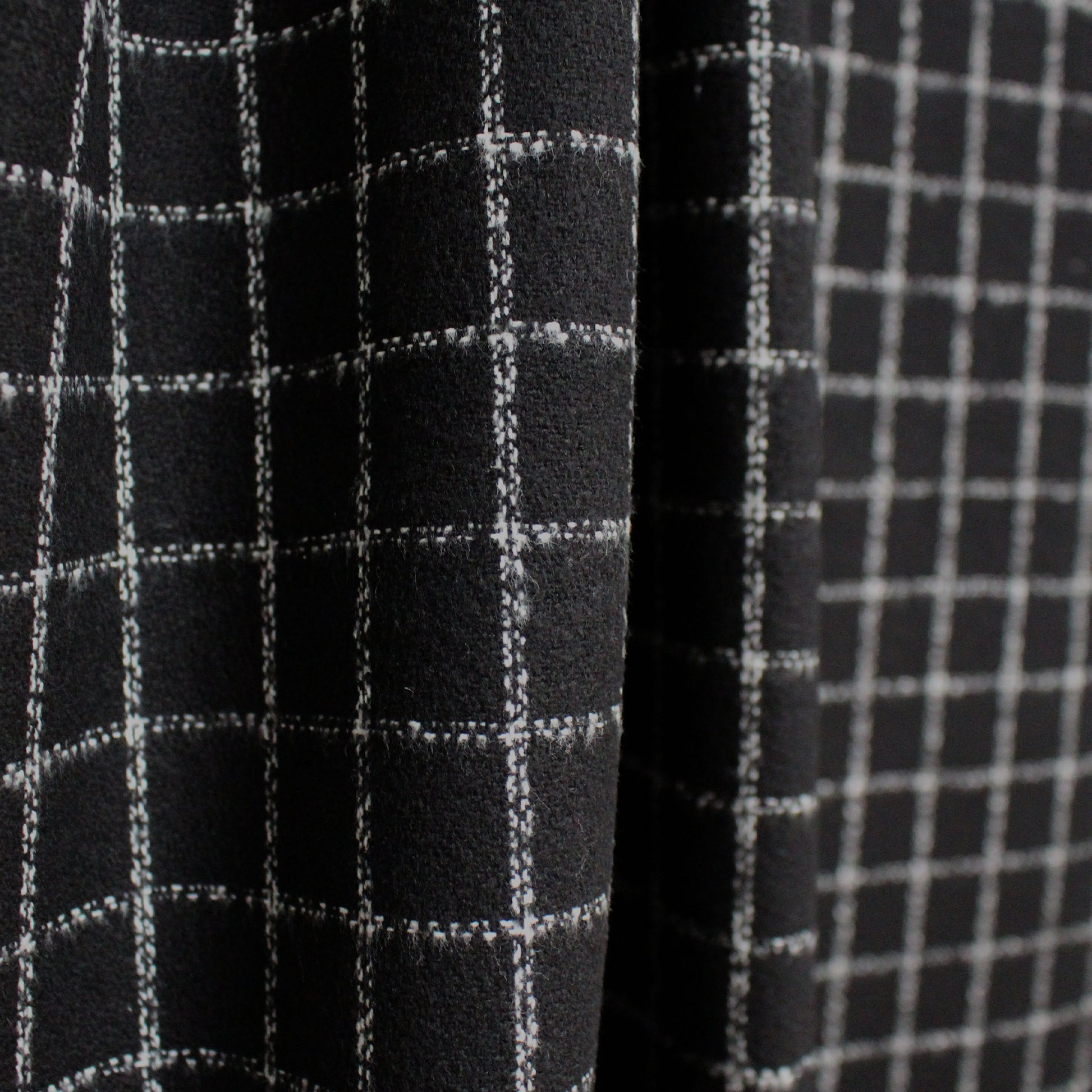 windowpane luxury brushed cotton crepe - black/white
