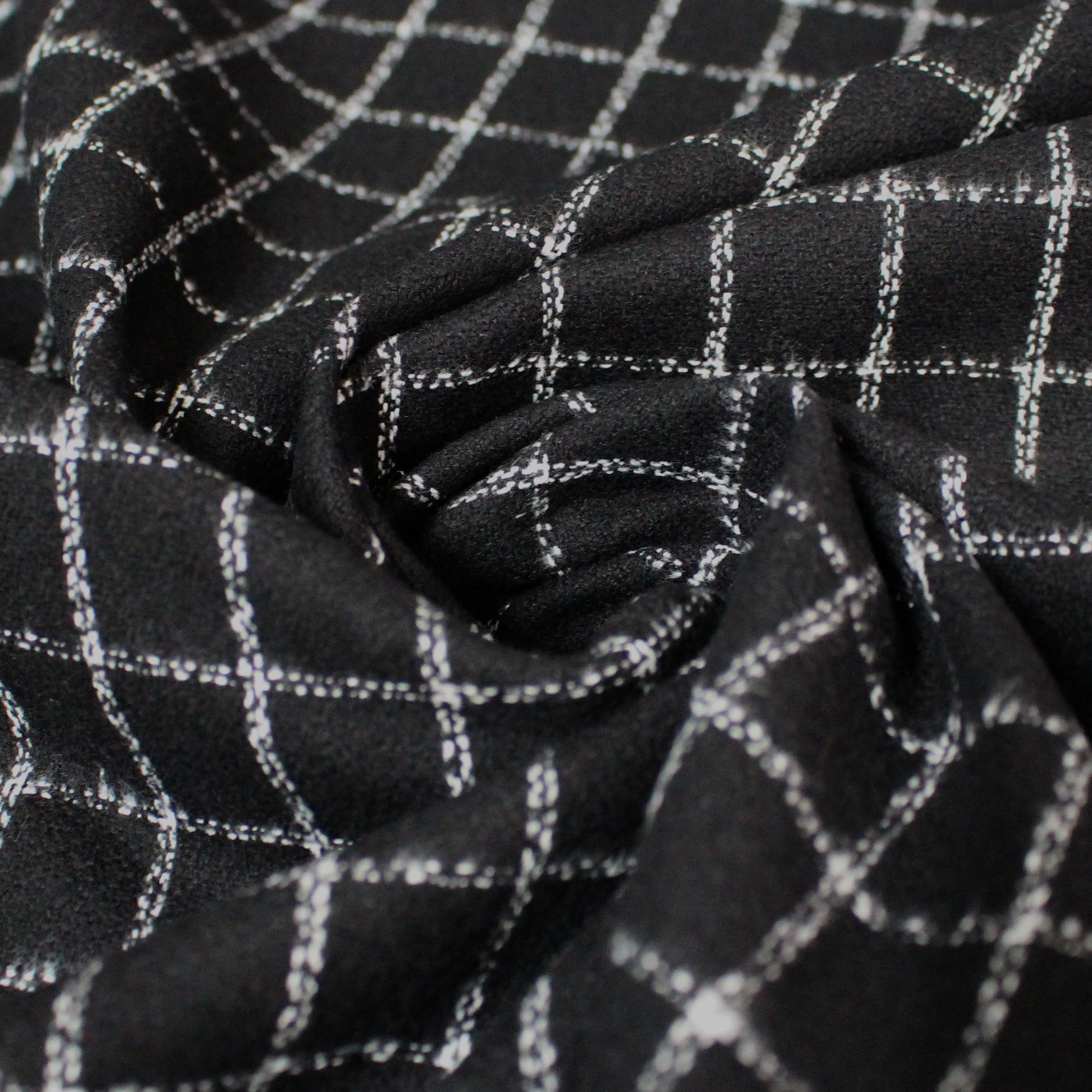 windowpane luxury brushed cotton crepe - black/white