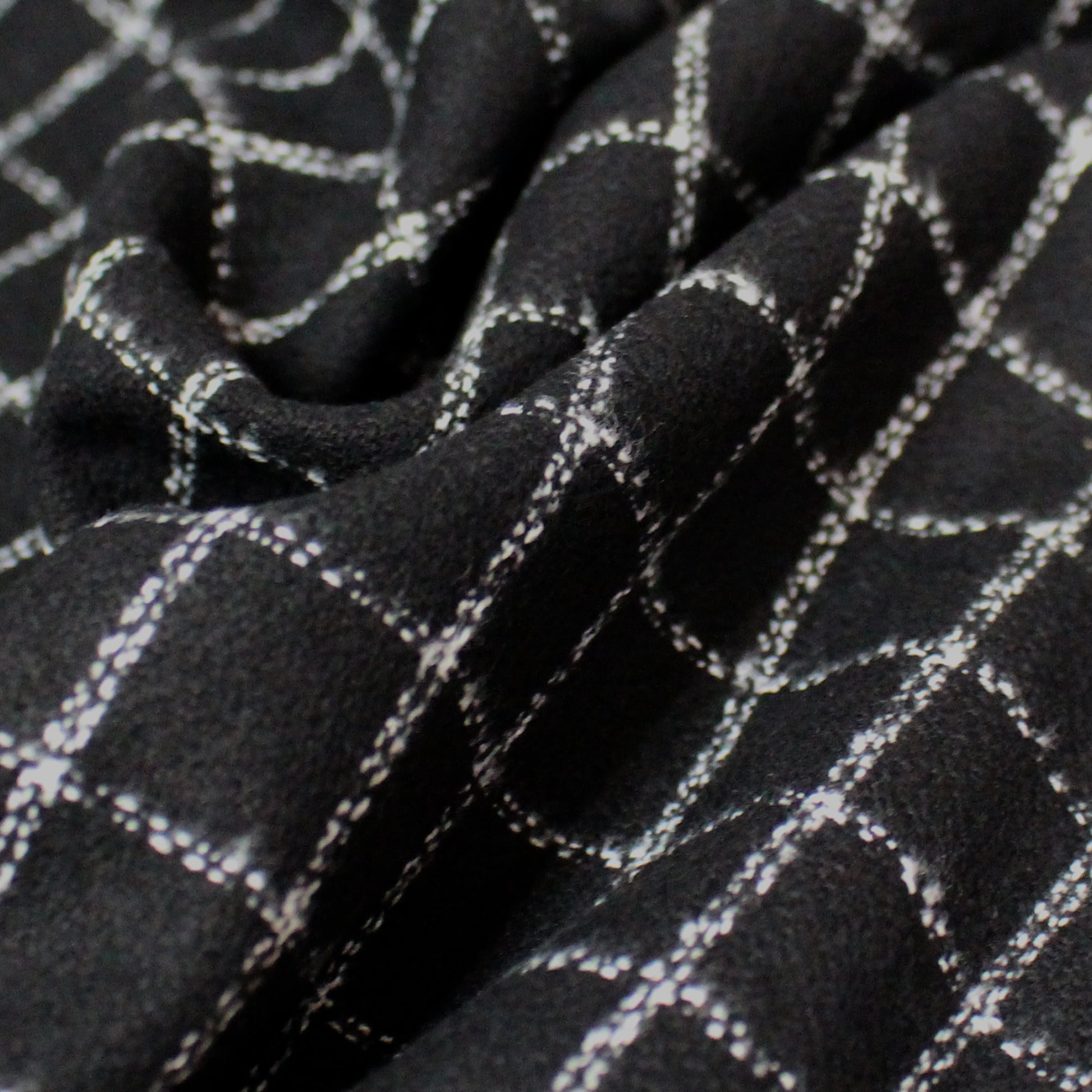 windowpane luxury brushed cotton crepe - black/white