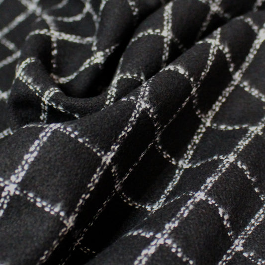 windowpane luxury brushed cotton crepe - black/white