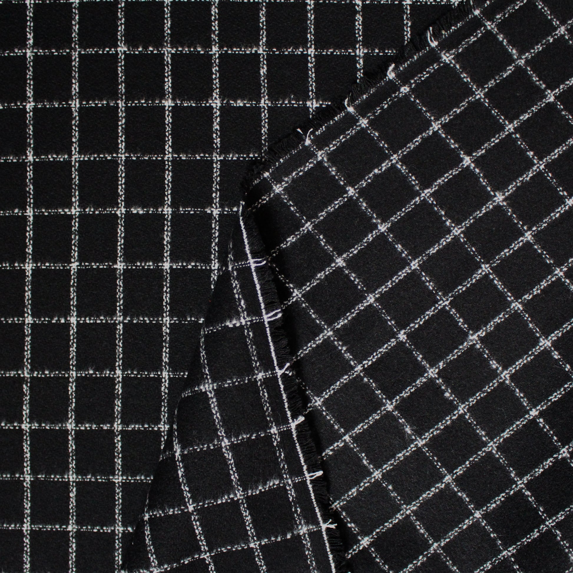 windowpane luxury brushed cotton crepe - black/white