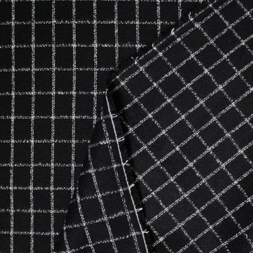 windowpane luxury brushed cotton crepe - black/white
