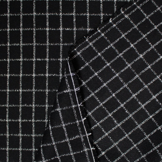 windowpane luxury brushed cotton crepe - black/white