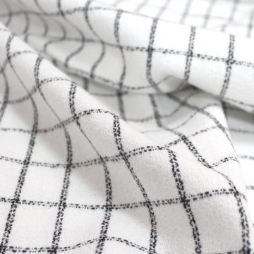 windowpane luxury brushed cotton crepe - soft white/black