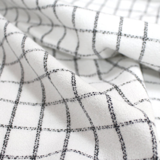 windowpane luxury brushed cotton crepe - soft white/black