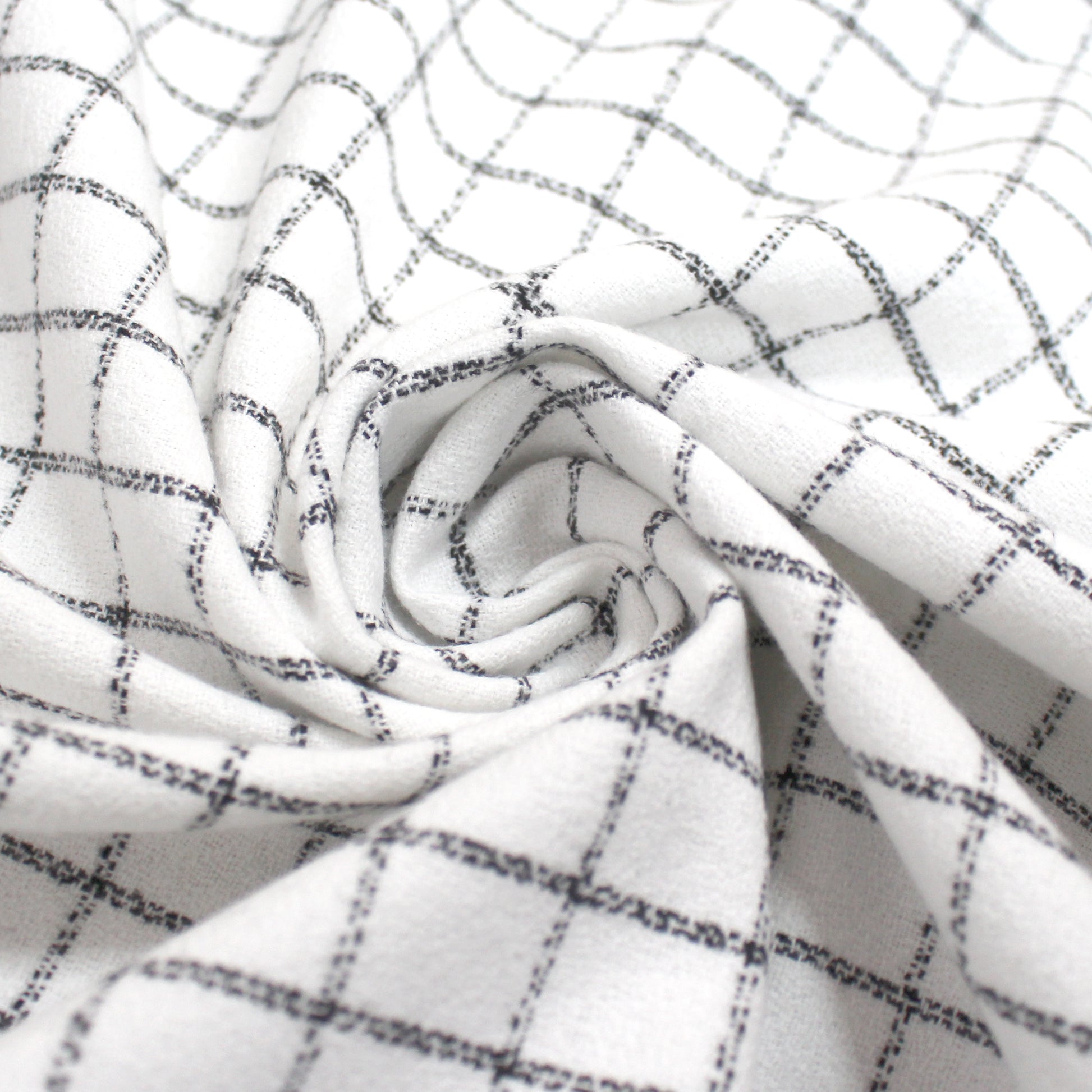 windowpane luxury brushed cotton crepe - soft white/black