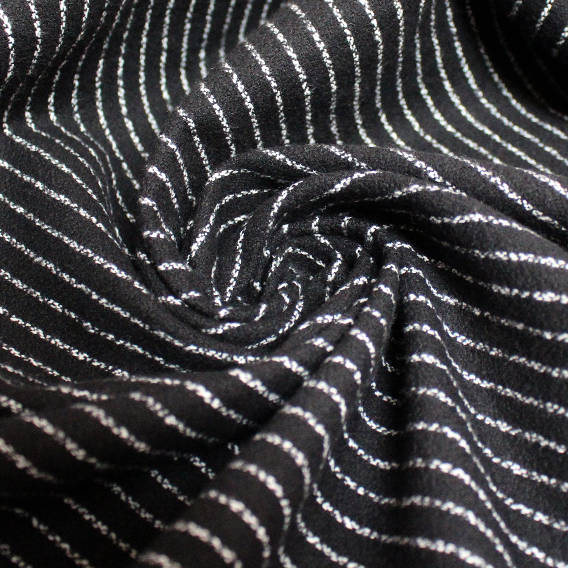 'ticking stripe' luxury brushed cotton crepe - black with white