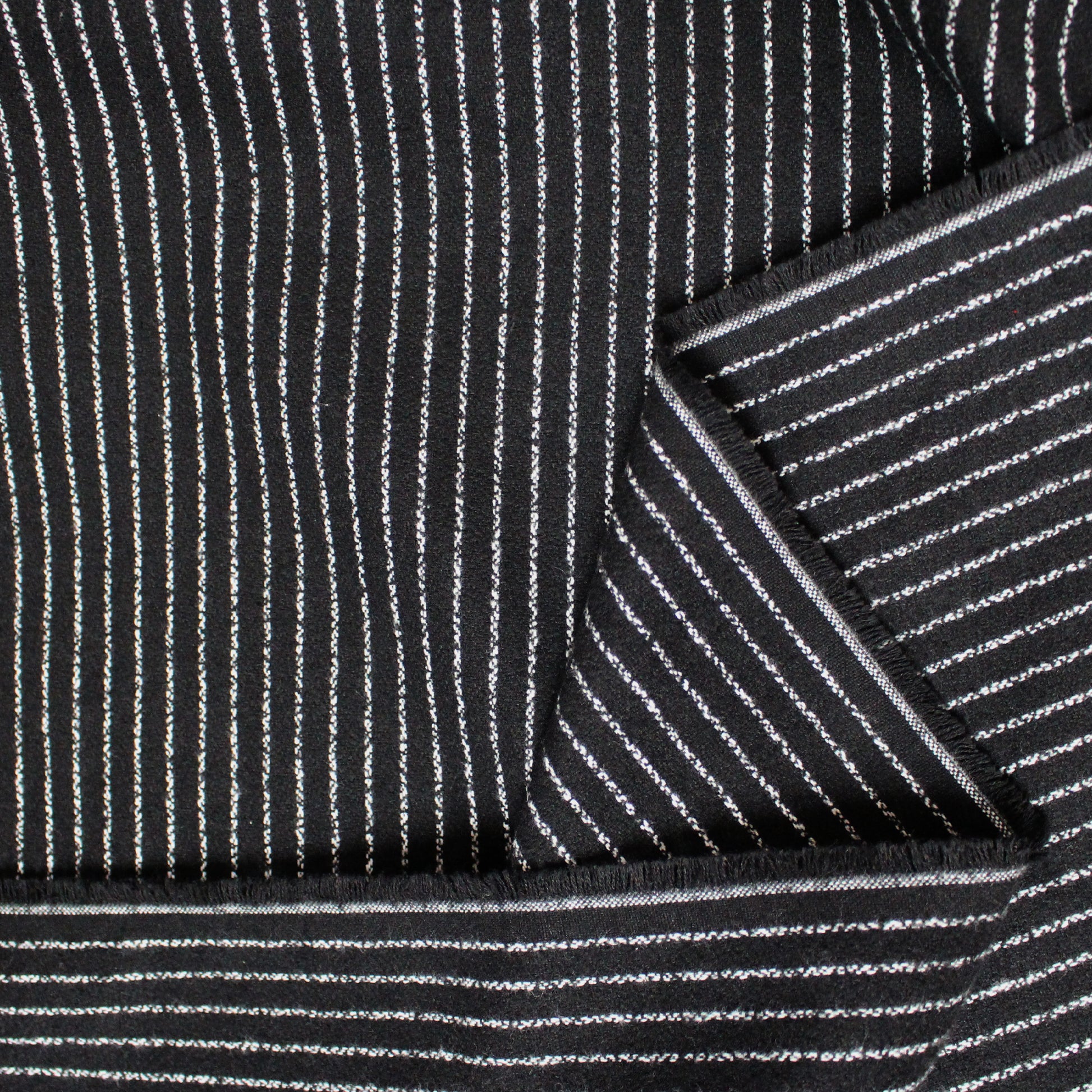 'ticking stripe' luxury brushed cotton crepe - black with white