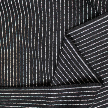 'ticking stripe' luxury brushed cotton crepe - black with white