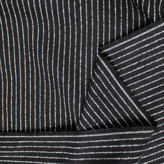 'ticking stripe' luxury brushed cotton crepe - black with white