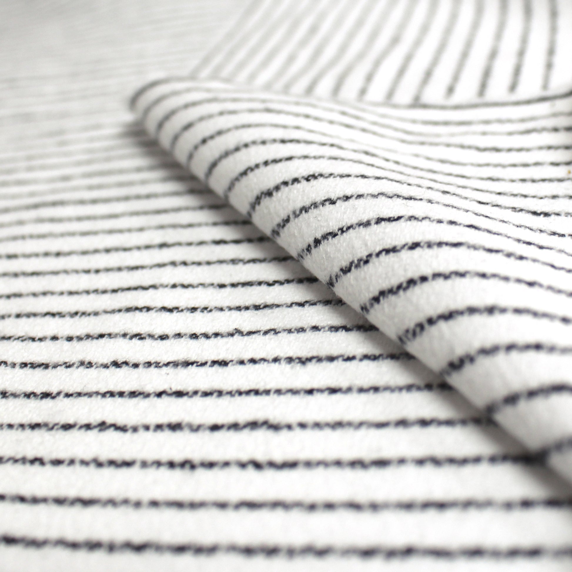 'ticking stripe' luxury brushed cotton crepe - soft white with black