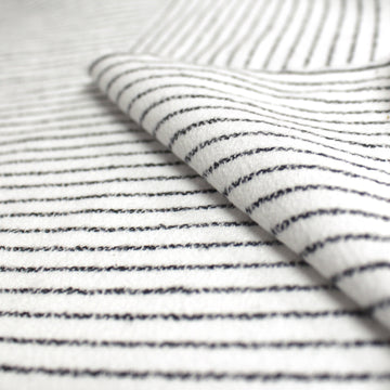 'ticking stripe' luxury brushed cotton crepe - soft white with black