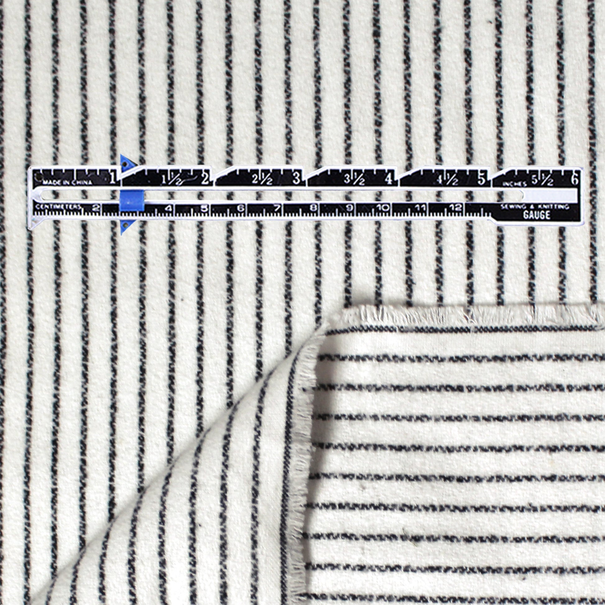 'ticking stripe' luxury brushed cotton crepe - soft white with black