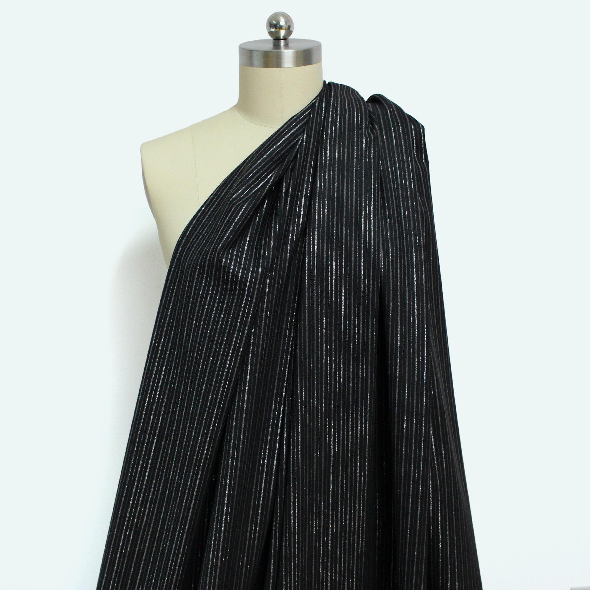 D&G vertical stripe wool/lurex dressweight - black/silver