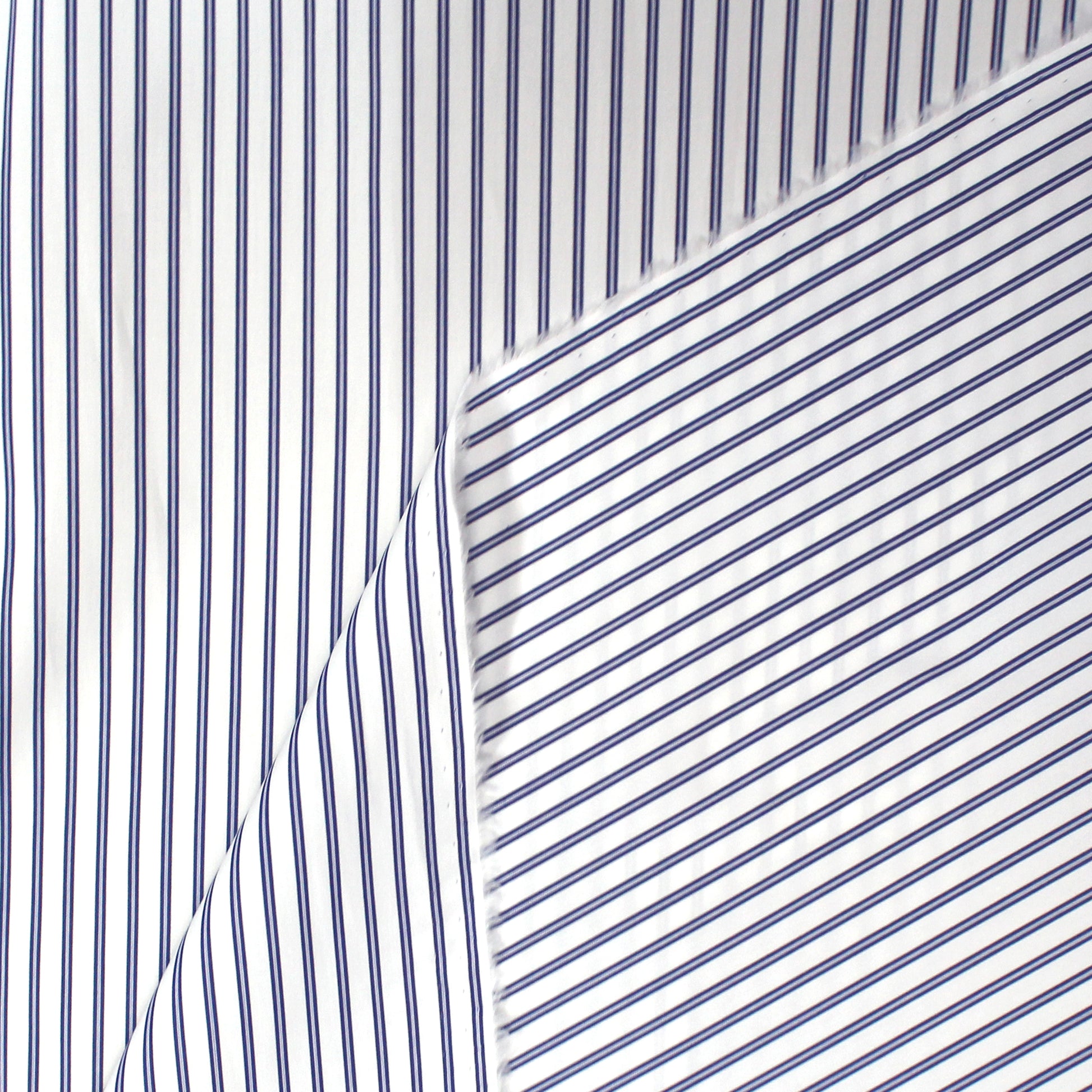 Italian embellished stripe luxury cotton shirting - blue/white