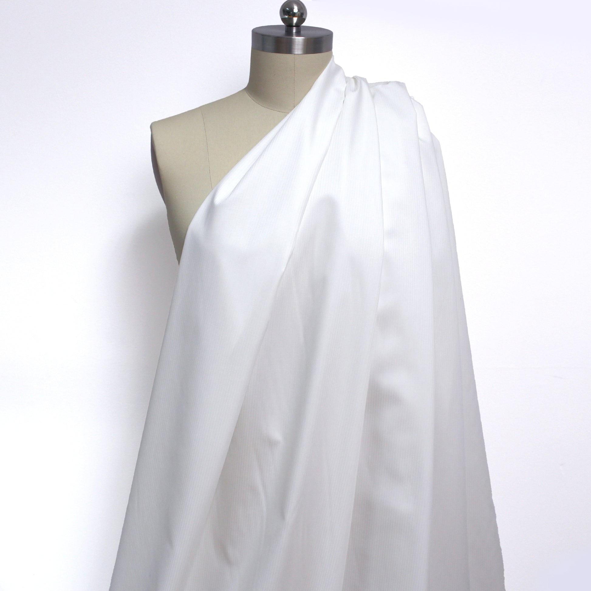 satin stripe mercerized cotton twill shirting - white