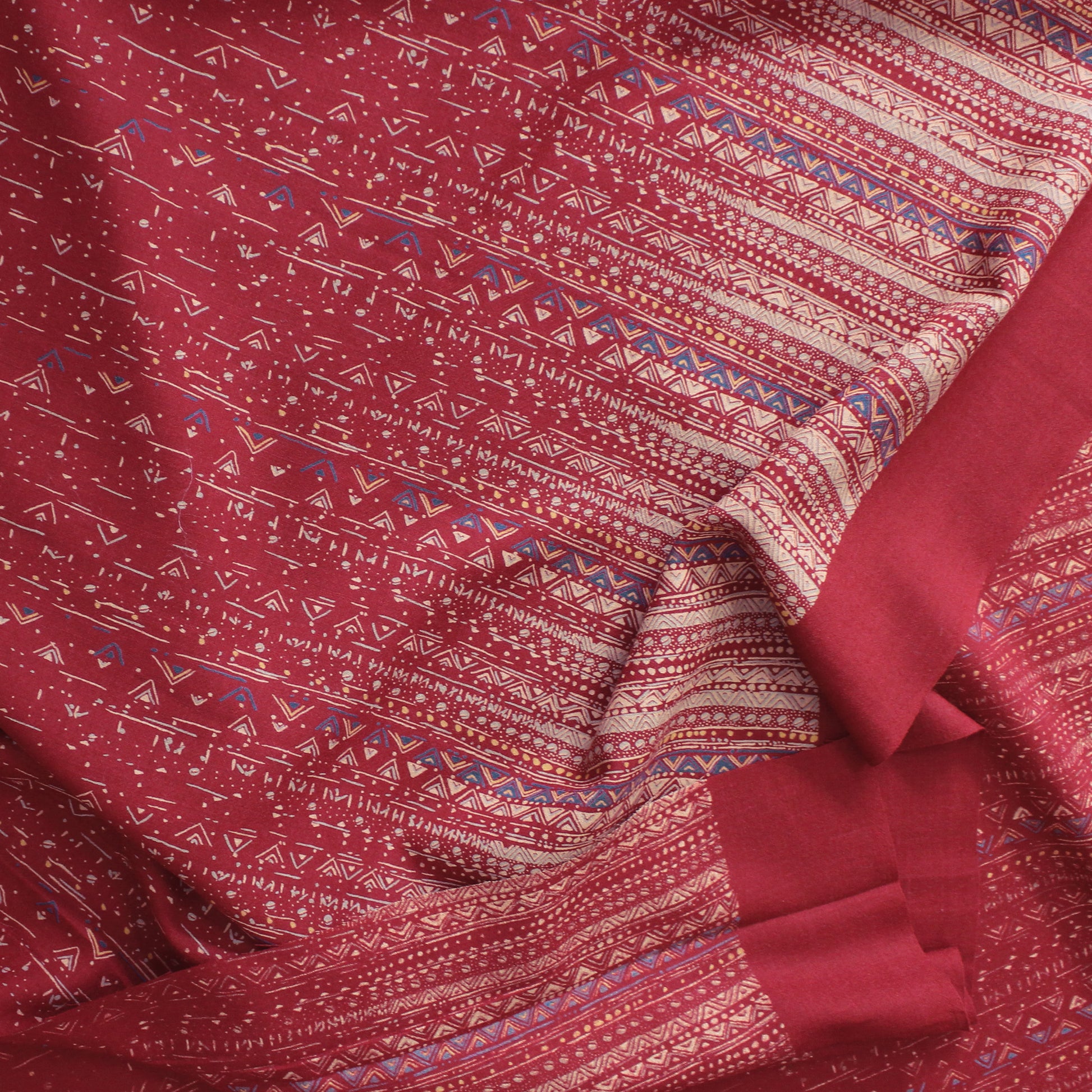 Italian 'aurora signs' wool crepe border print