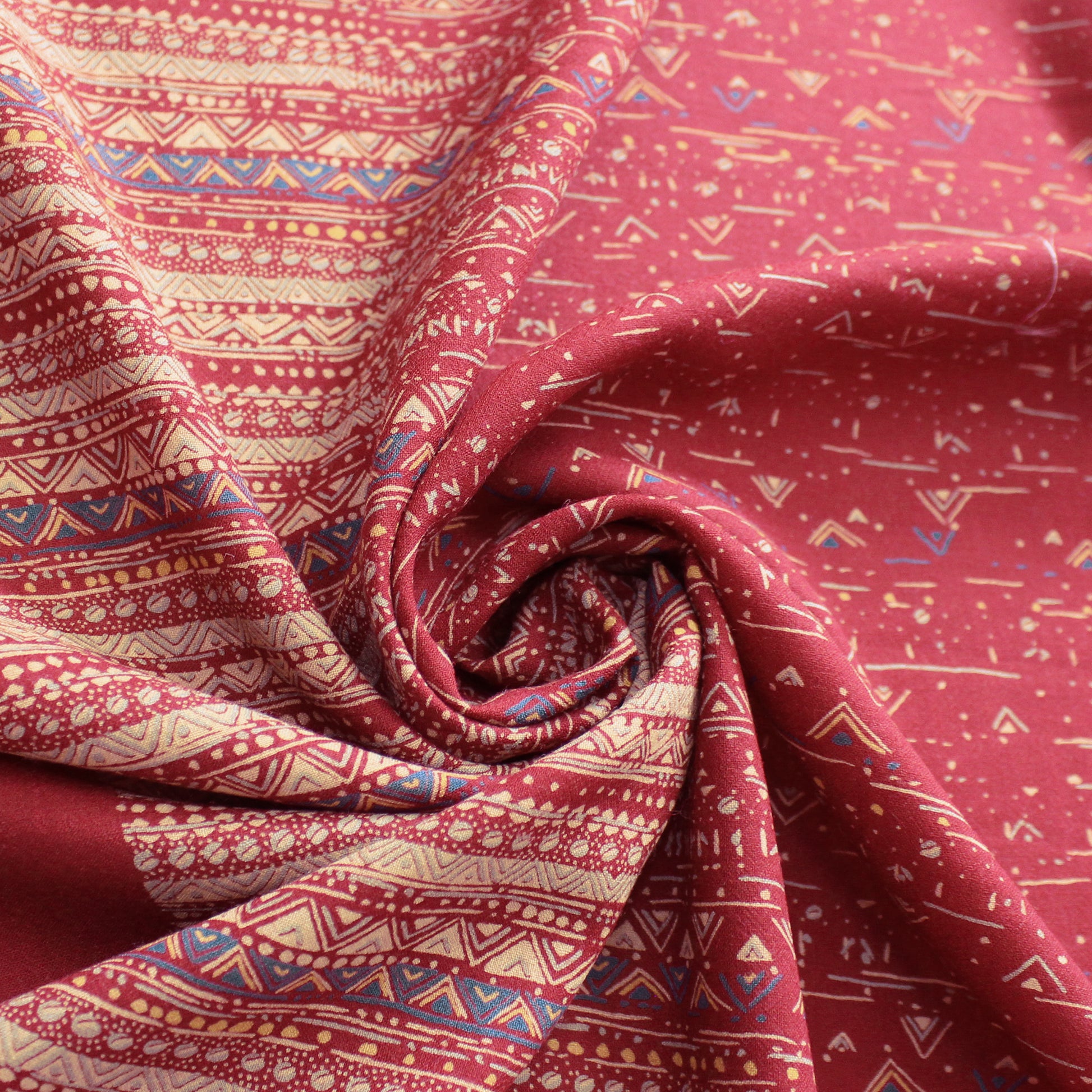 Italian 'aurora signs' wool crepe border print