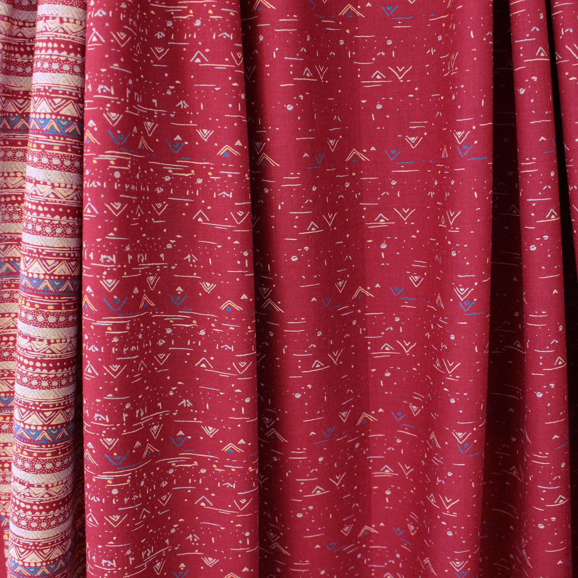 Italian 'aurora signs' wool crepe border print