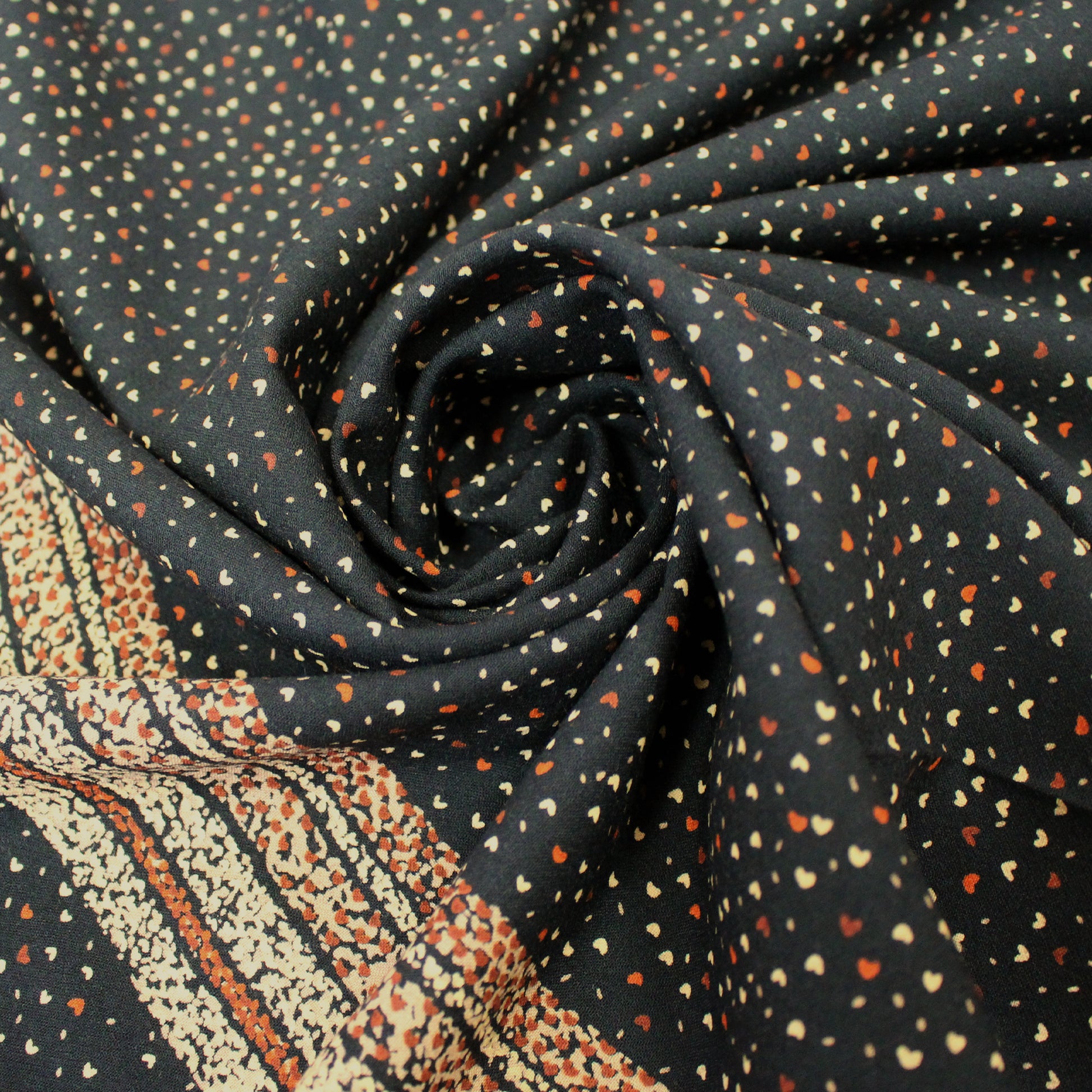 Italian 'wild at heart' wool crepe border print