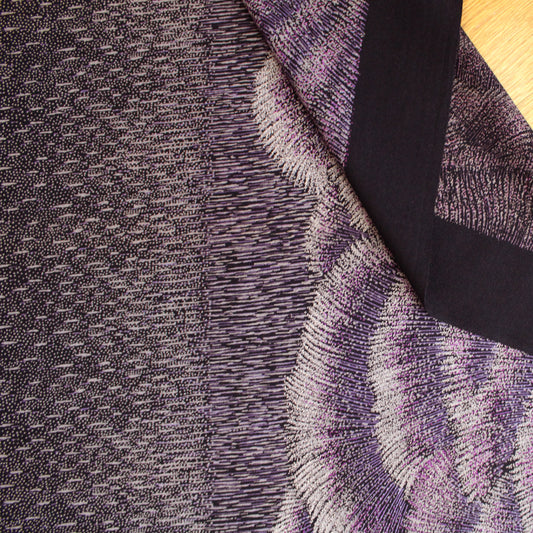 Italian 'violet reeds' wool crepe border print