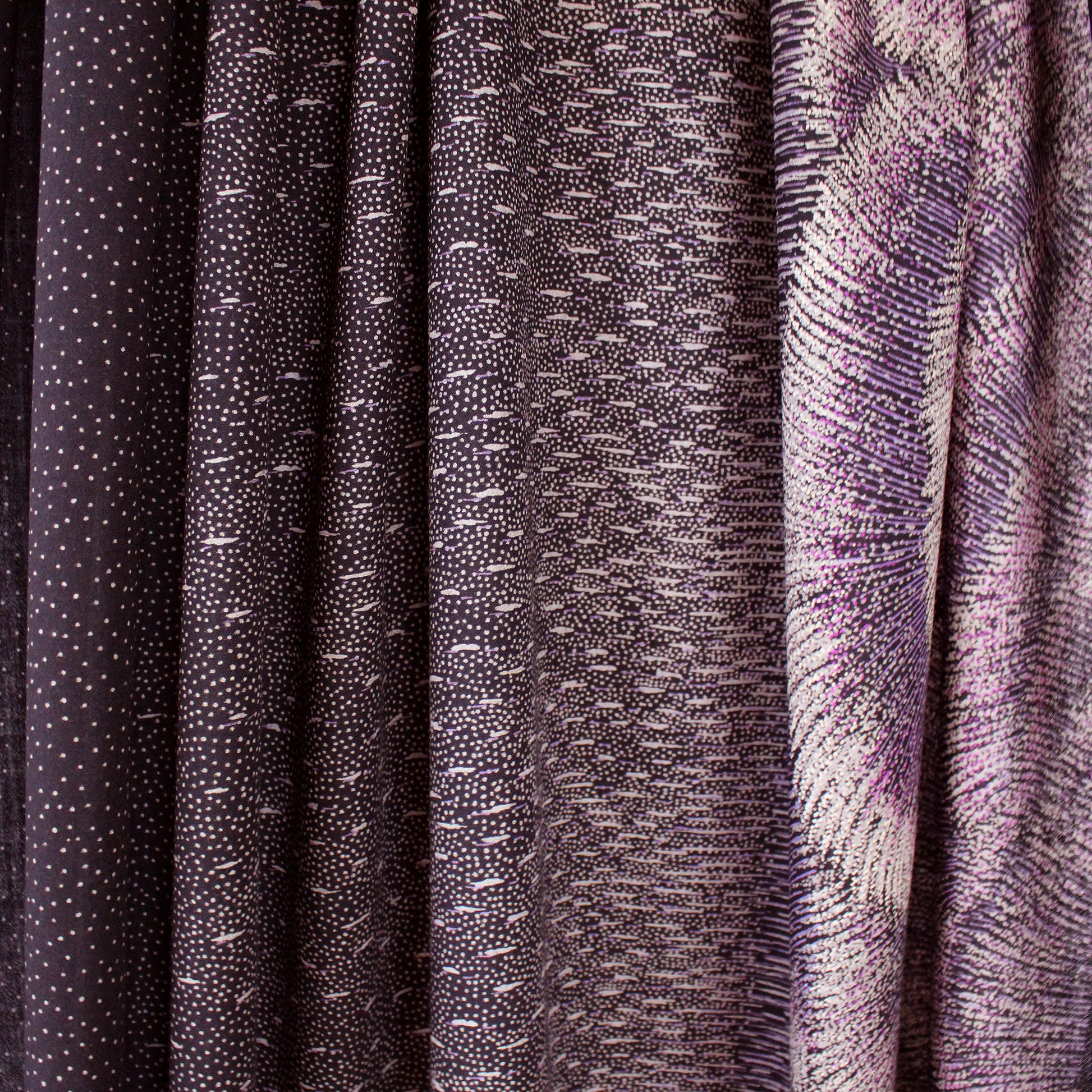 Italian 'violet reeds' wool crepe border print
