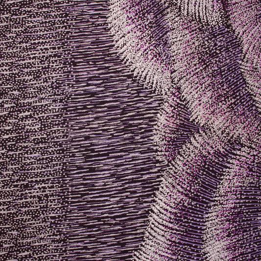 Italian 'violet reeds' wool crepe border print