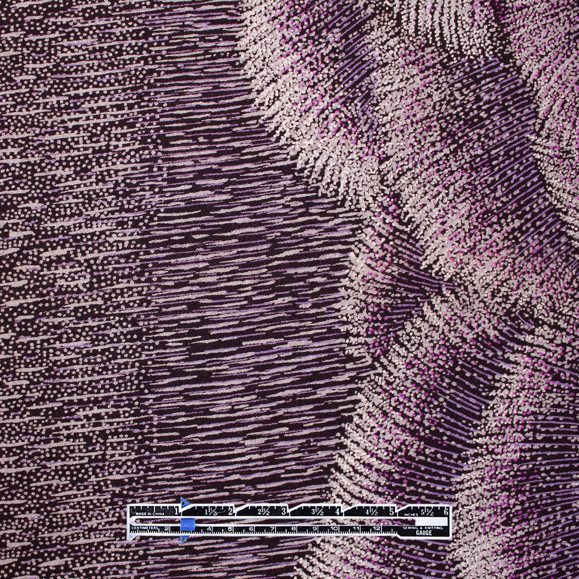 Italian 'violet reeds' wool crepe border print
