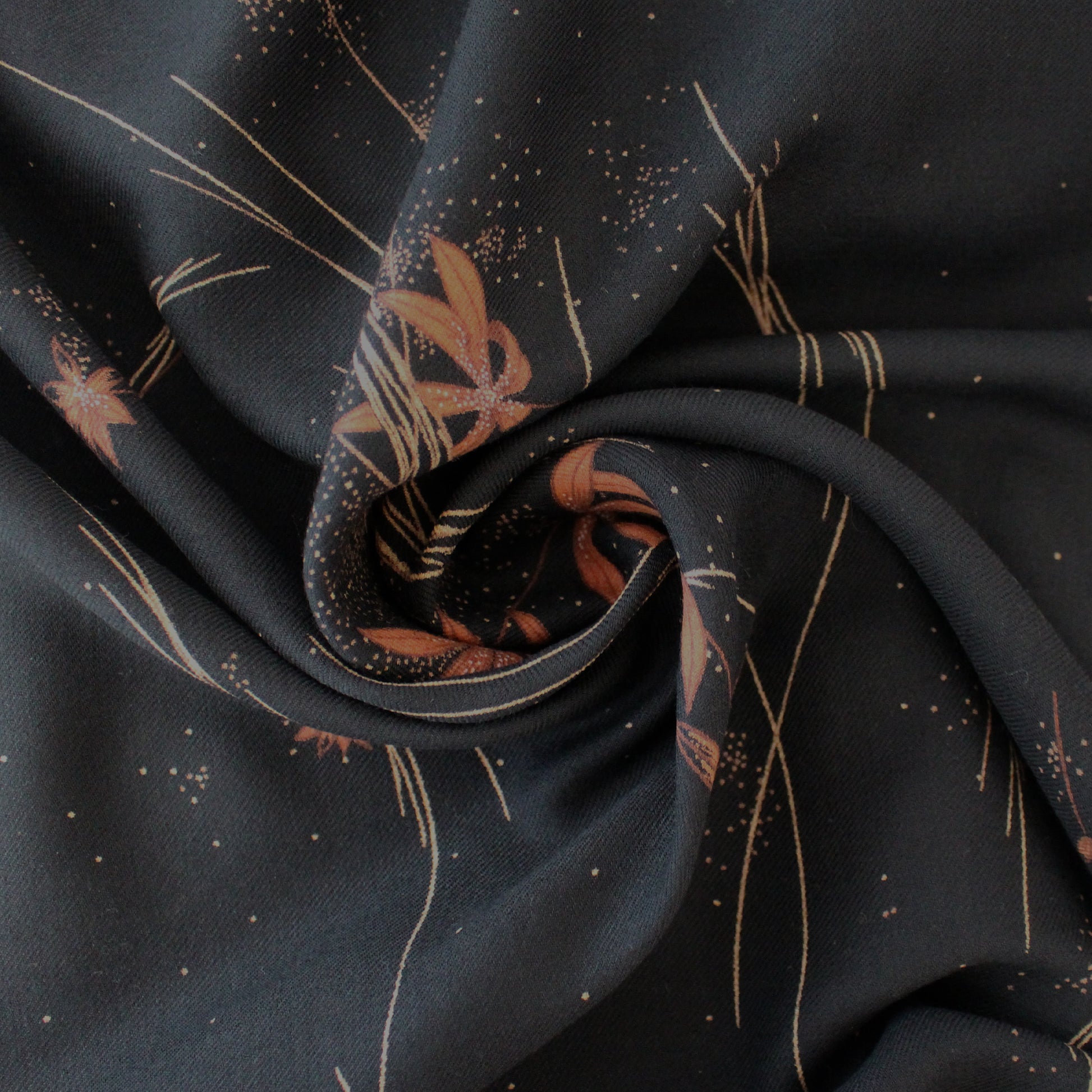 Italian 'whimsical floral' wool dressweight twill