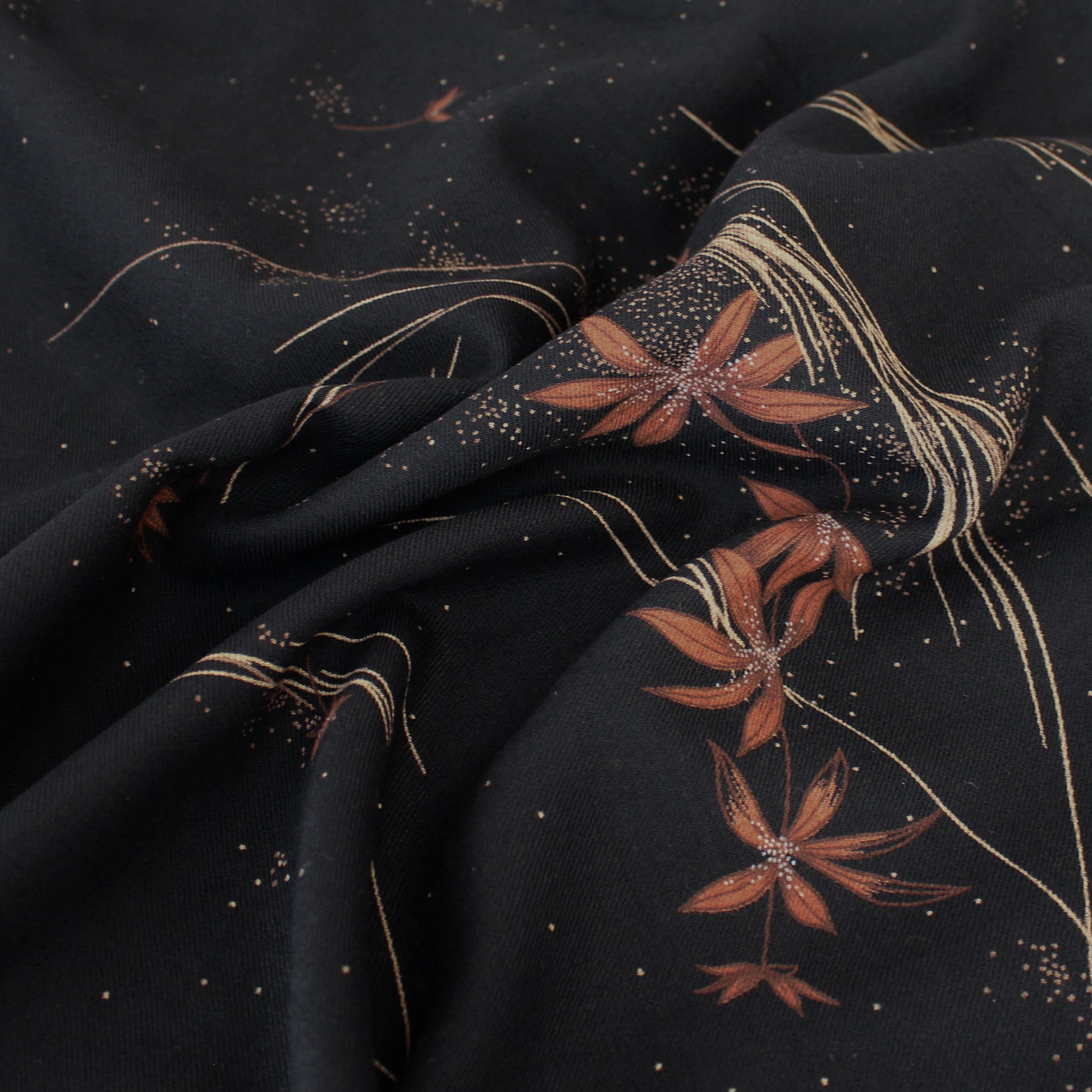 Italian 'whimsical floral' wool dressweight twill