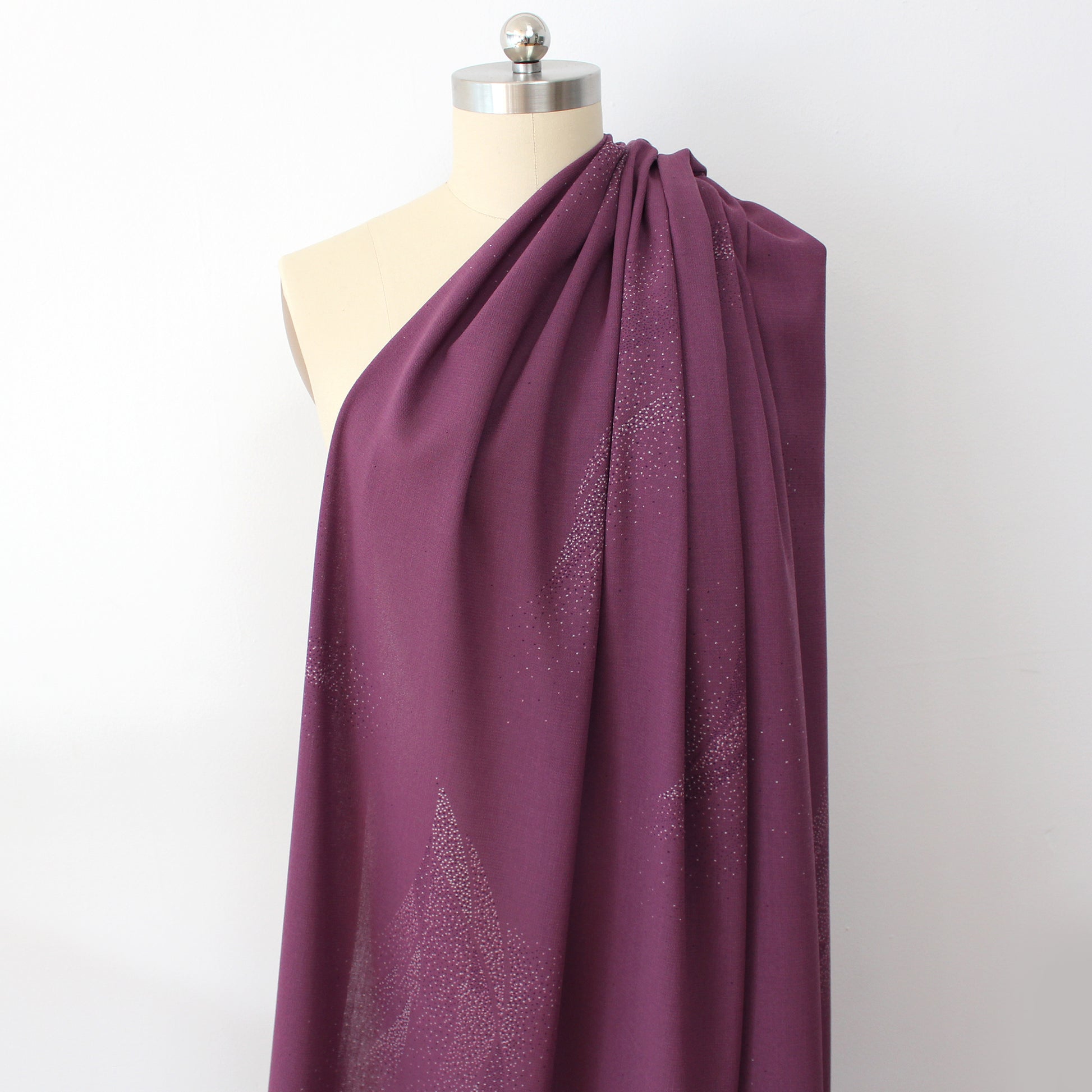 Italian 'plum milky way' printed wool gauze