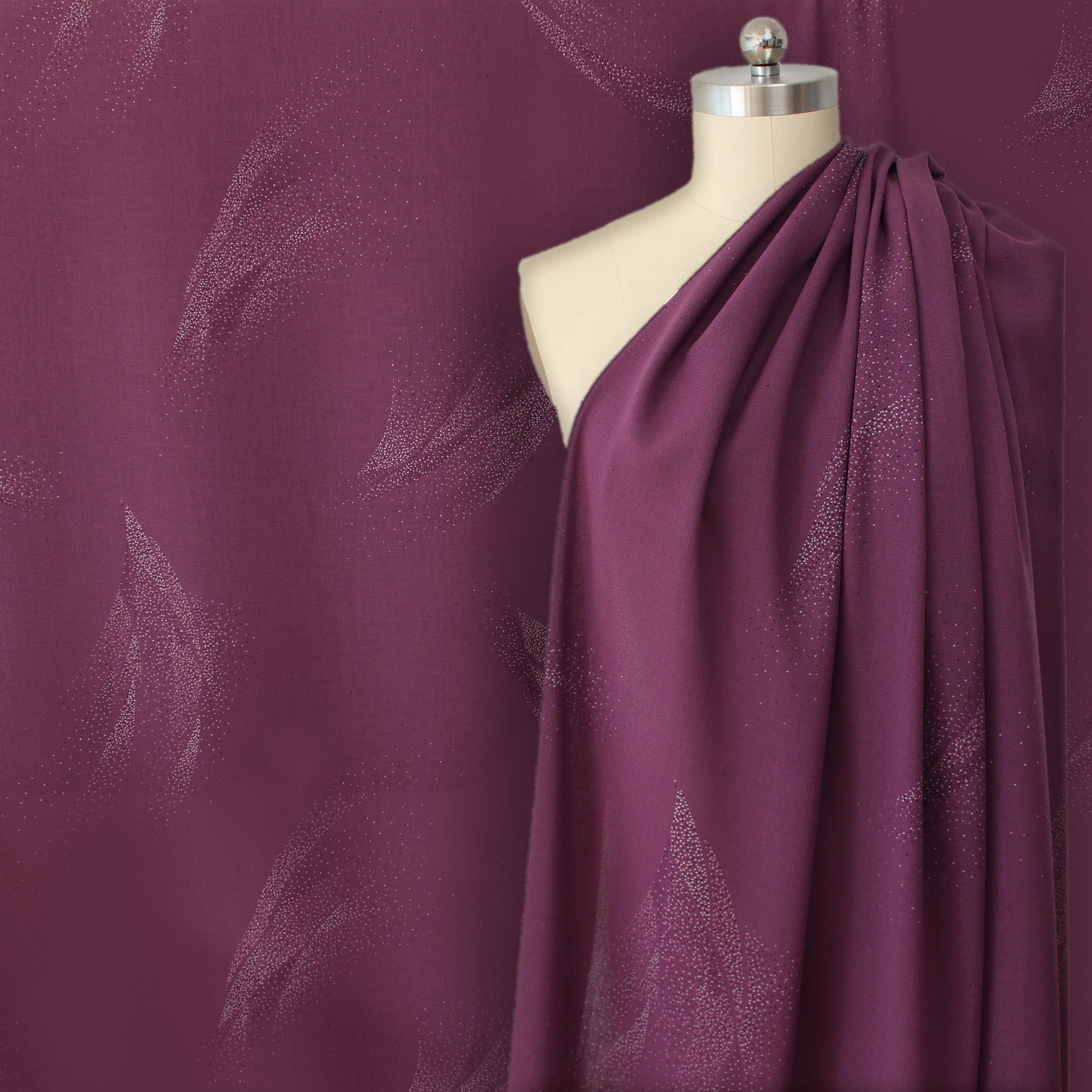 Italian 'plum milky way' printed wool gauze