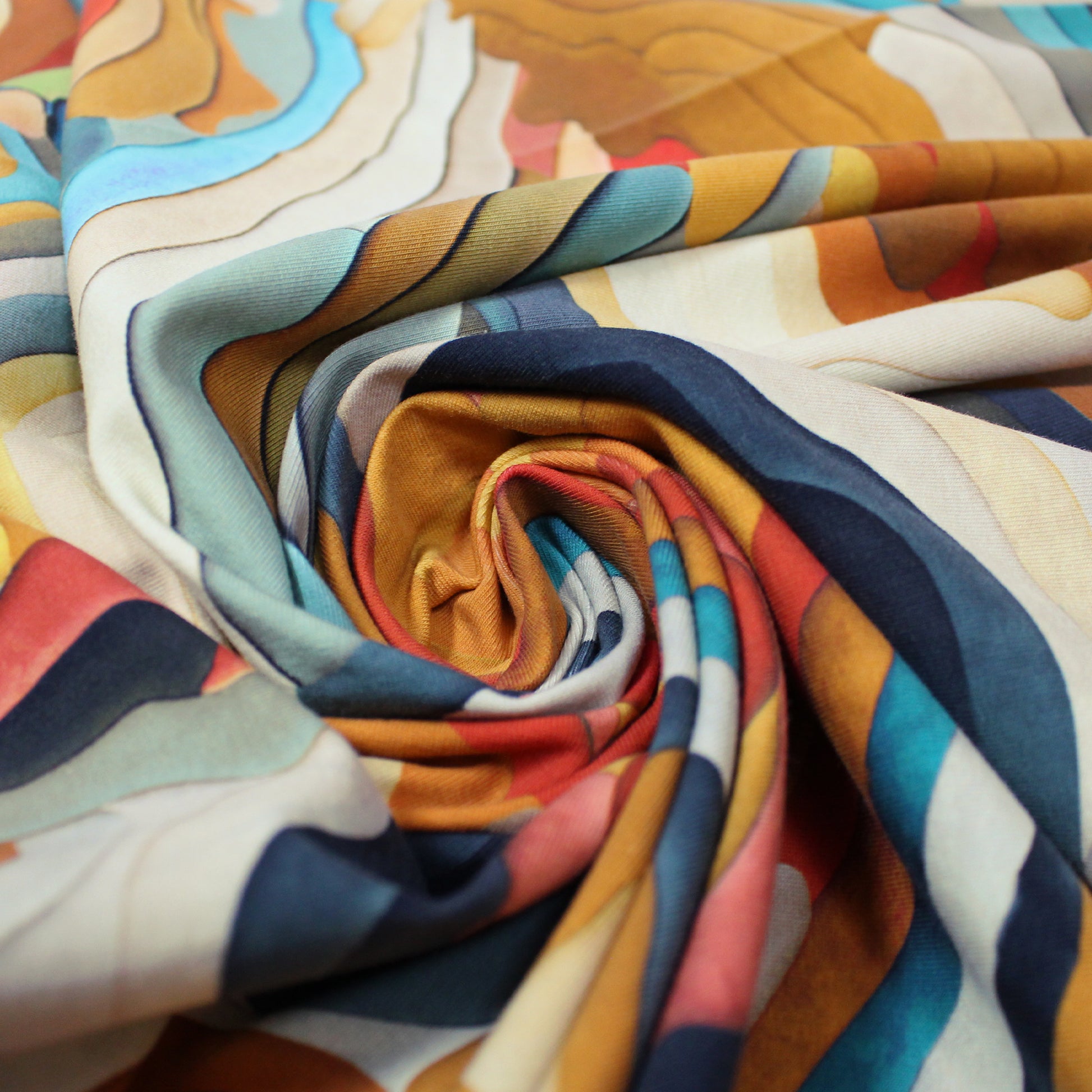 'desert roads' printed cotton knit, Oeko-Tex cert.