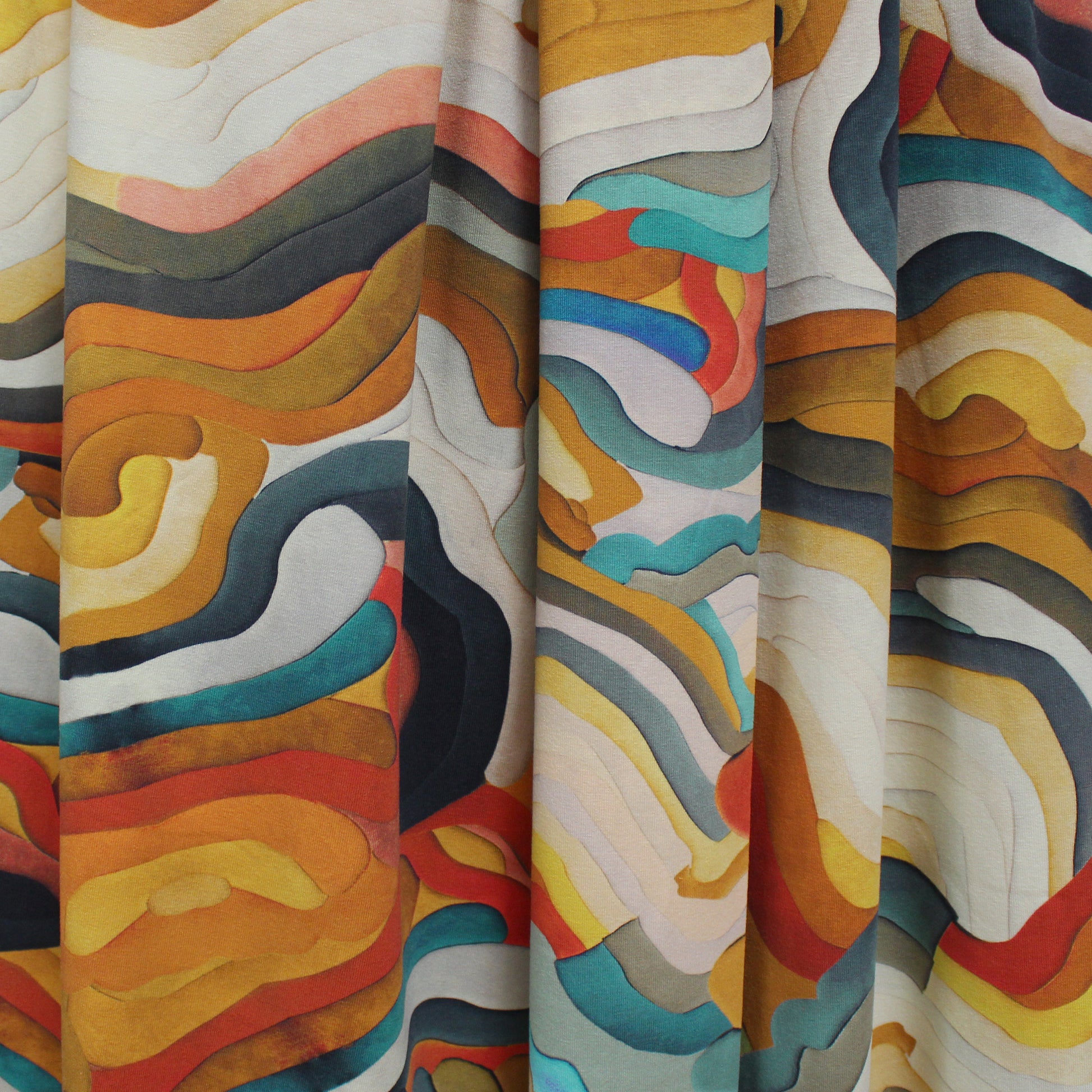 'desert roads' printed cotton knit, Oeko-Tex cert.